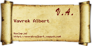 Vavrek Albert névjegykártya