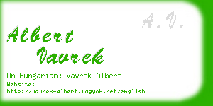 albert vavrek business card